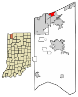 Location of Dune Acres in Porter County, Indiana.