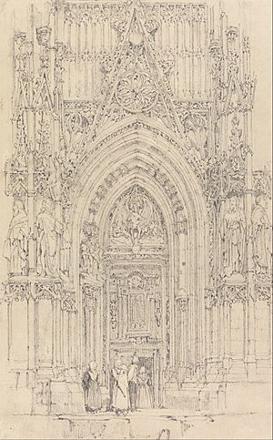 Richard Parkes Bonington - The Church of St. Wulfran, Abbeville- The North Door of the West Front - Google Art Project