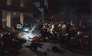 Vittori - L'attentat d'Orsini devant la façade de l'Opéra le 14 janvier 1858