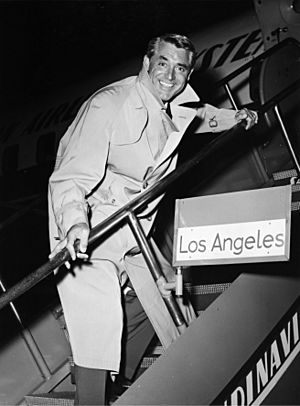 Cary Grant, actor USA, at Kastrup Airport