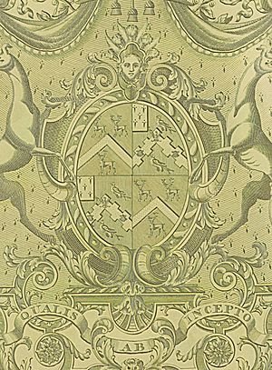 Central part of an engraved escutcheon Robinson quartering Weddell, for 3rd Lord Grantham, on silver gilt, 1802
