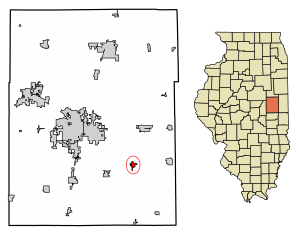 Location of Sidney in Champaign County, Illinois.