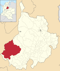 Location of the municipality and town of Cimitarra in the Santander  Department of Colombia.