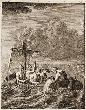 Evasion de cinbq esclaves anglais a bord d un radeau