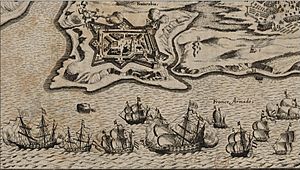 Flotte francaise de Sourdis sur les cotes espagnoles en 1638 lors du siege de Fontarabie