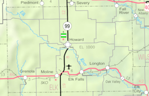 Map of Elk Co, Ks, USA