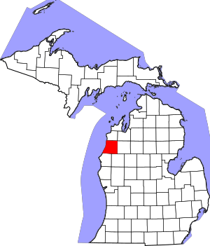 Map of Michigan highlighting Manistee County