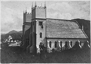 Metlakahtla Christian Mission Church, Metlakahtla, Alaska. Side view. - NARA - 297328