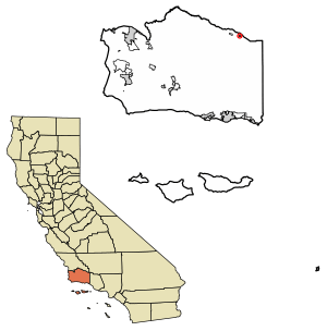 Location of Cuyama in Santa Barbara County, California.