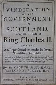 Title page of Mackenzie's Vindication, 1691