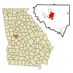 Location in Upson County and the state of Georgia.