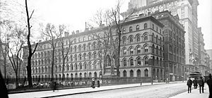 View from Broadway across the Trinity Church yard to the Trinity Building, New York City, November 16, 1902 crop