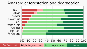 20220910 Amazon deforestation and degradation, by country - Amazon Watch