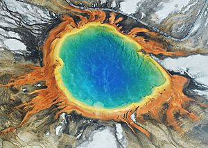 Aerial image of Grand Prismatic Spring (view from the south)