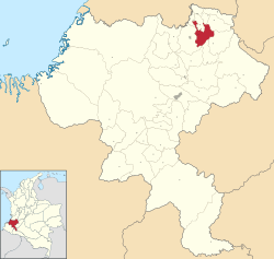 Location of the municipality and town of Caloto, Cauca in the Cauca Department of Colombia.