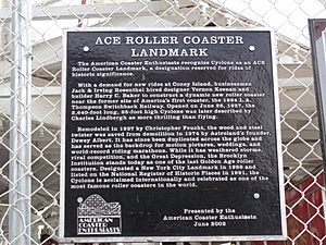 Coney Island Cyclone ACE Coaster Landmark plaque