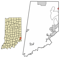 Location of West Harrison in Dearborn County, Indiana.