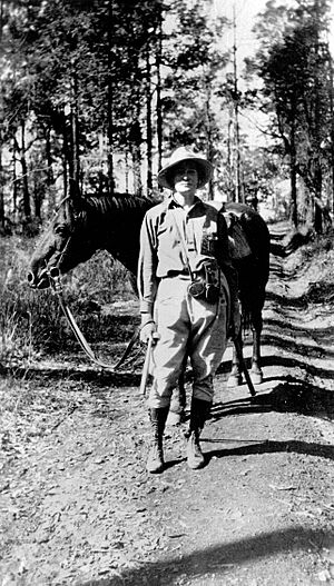 Dorothy Hill with horse, Walter during a geological excursion c. 1929.jpg