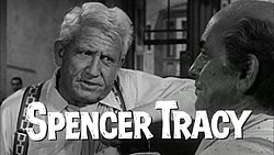 Henry Drummond (left), a fictionalized version of Clarence Darrow, as portrayed by Spencer Tracy in Inherit the Wind.