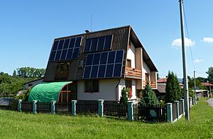 Jablunkov, dům se solárními panely