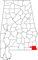 Map of Alabama highlighting Houston County