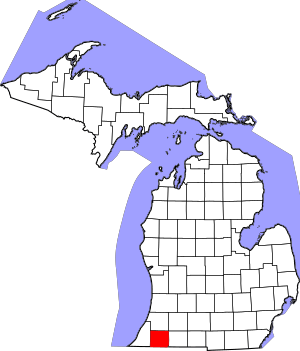 Map of Michigan highlighting Cass County