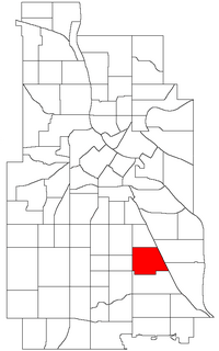 Location of Standish within the U.S. city of Minneapolis