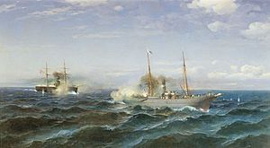 Naval battle between "Vesta" and "Fetkh-i Bulend" at the Black Sea, July 11, 1877