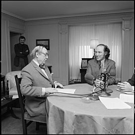 Prime Minister Pierre Trudeau with Gordon Sinclair, host of CFRB radio show, Let's Discuss It