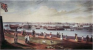 View of Kingston Naval Dockyard from Fort Henry 1820s