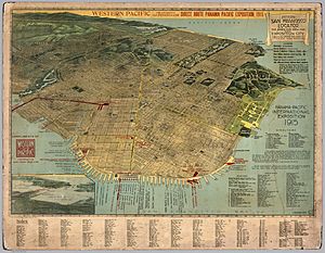 1914 San Francisco Birds Eye Map by Peter