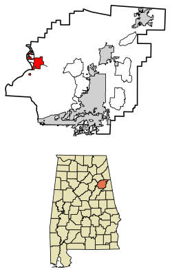 Location of Ohatchee in Calhoun County, Alabama.