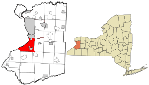 Location of Hamburg in Erie County and New York