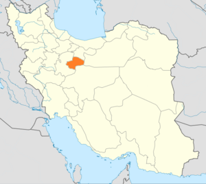 Map of Iran with Qom highlighted
