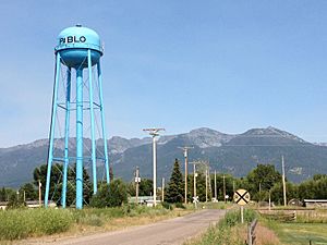 Pablo, Montana blue water tower July 2013
