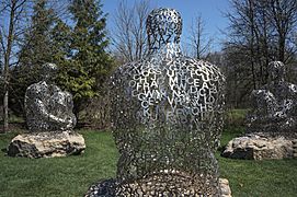 Sculpture by Jaume Plensa from 2005 entitled babel i-you-she-he