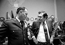 Secretary of Defense Donald H. Rumsfeld with Chairman of the Joint Chiefs of Staff General George S. Brown