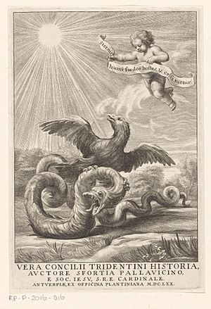 Adelaar en slang Titelpagina voor Sforza Pallavicino, Vera concilii tridentini historia, 1670, RP-P-2016-816