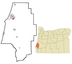 Location of Bunker Hill, Oregon
