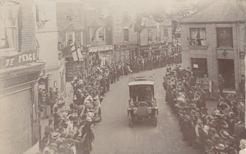 Edward VII driving through Bishops Stortford, October 1905