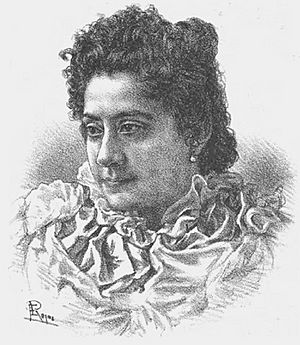 Black and white drawing depicting a woman.
