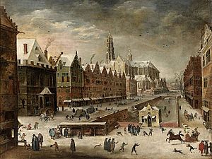 Joos Mompers II, Pieter Snayers - View of a city canal in winter
