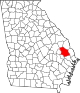 State map highlighting Bulloch County