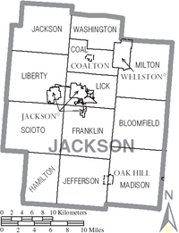 Map of Jackson County Ohio With Municipal and Township Labels