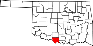 Map of Oklahoma highlighting Jefferson County