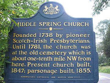 Middle Springs Pennsylvania Presbyterian Church Plaque