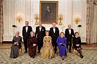 Presidents and First Ladies pose for a photograph at the 2000 White House Historical Association Dinner
