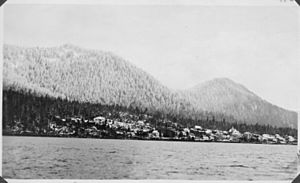 View of Saxman, Alaska, from the water. Edward Marsden's Presbyterian mission was at Saxman. - NARA - 297791