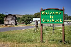 Welcome sign in Starbuck