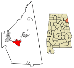 Location of Centre in Cherokee County, Alabama.